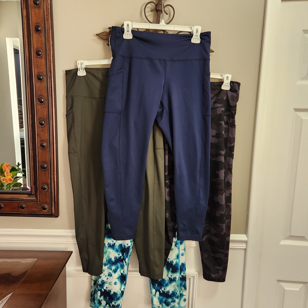 Leggings lot of 4 for $20 - Blue, Green, Camo and multi colored